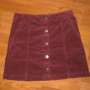 Red corduroy button skirt